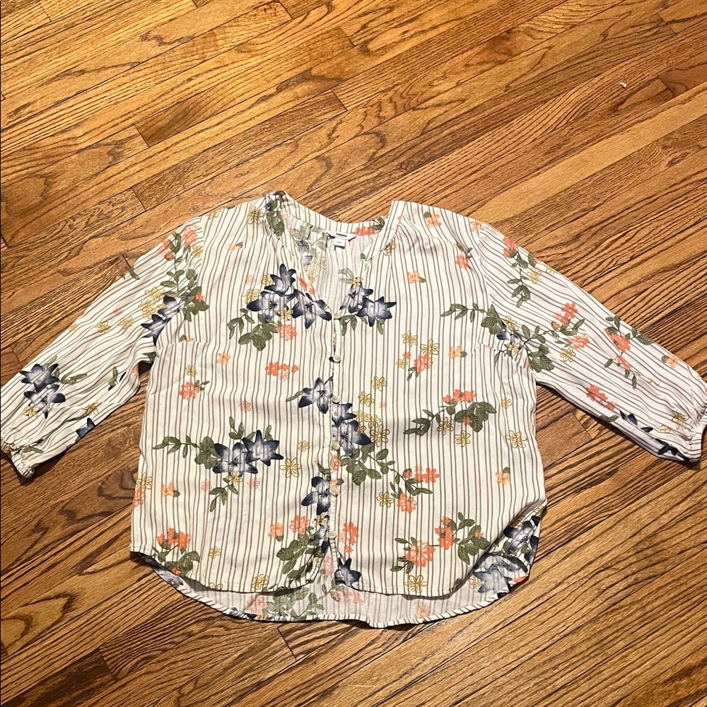 Sonoma Multicolor Floral and Stripe Top